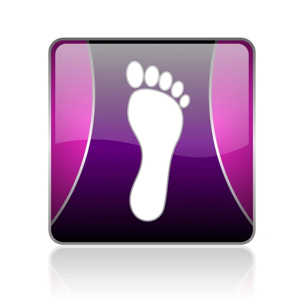 Footprint violet square web glossy icon — Stock Photo, Image