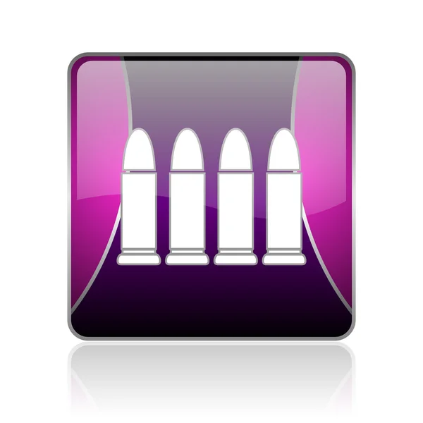 Munición violeta cuadrado web brillante icono — Foto de Stock