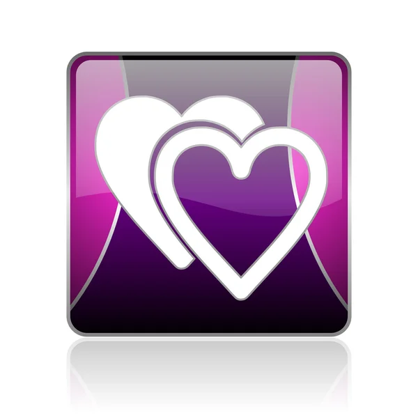 Aşk mor parlak kare web simgesi — Stok fotoğraf