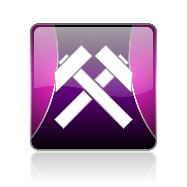 Mining violet square web glossy icon — Stock Photo, Image
