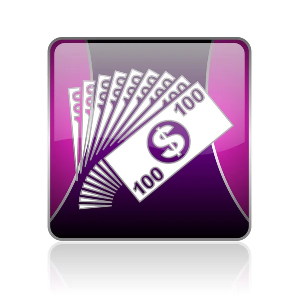Dinero violeta cuadrado web brillante icono — Foto de Stock