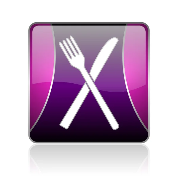 食品紫平方米 web 光泽图标 — 图库照片