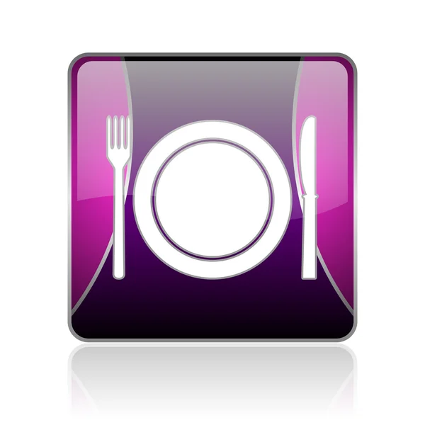 Makanan ungu persegi ikon mengkilap web — Stok Foto