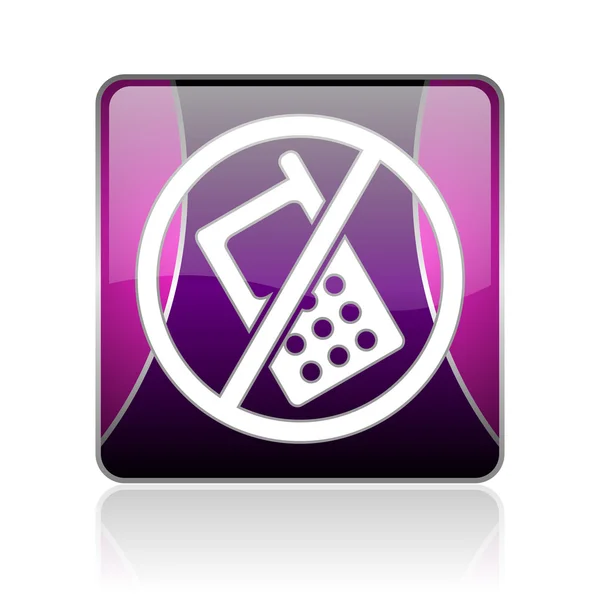Без телефонов фиолетовый квадратный глянцевый значок — стоковое фото