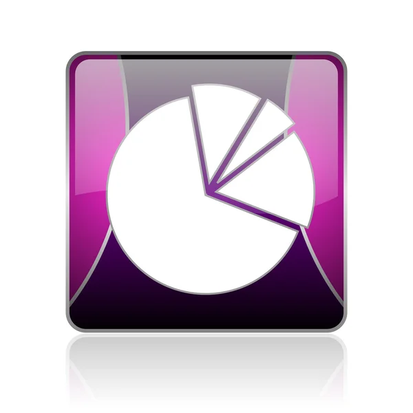 Diagramm violett quadratisch Web-Hochglanz-Symbol — Stockfoto