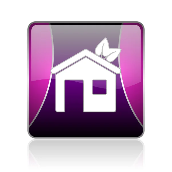 Huis violet vierkante web glanzende pictogram — Stockfoto