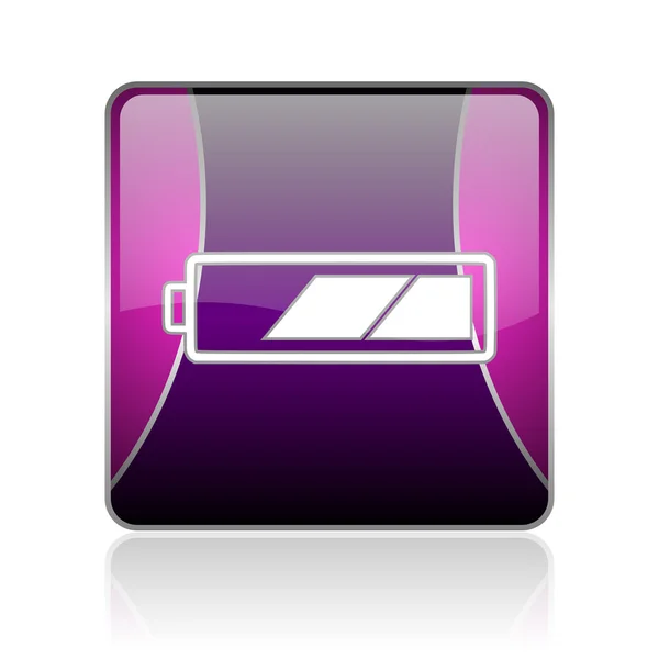 Ikona lesklý fialový čtvereček web baterie — Stock fotografie