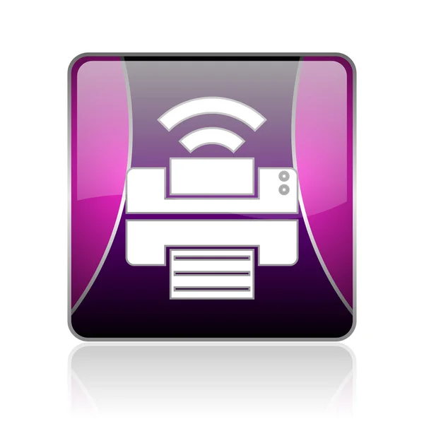 Imprimir violeta quadrado web ícone brilhante — Fotografia de Stock