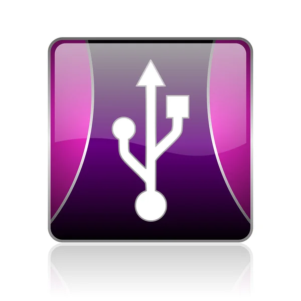 USB web kwadrat fioletowy ikona — Zdjęcie stockowe
