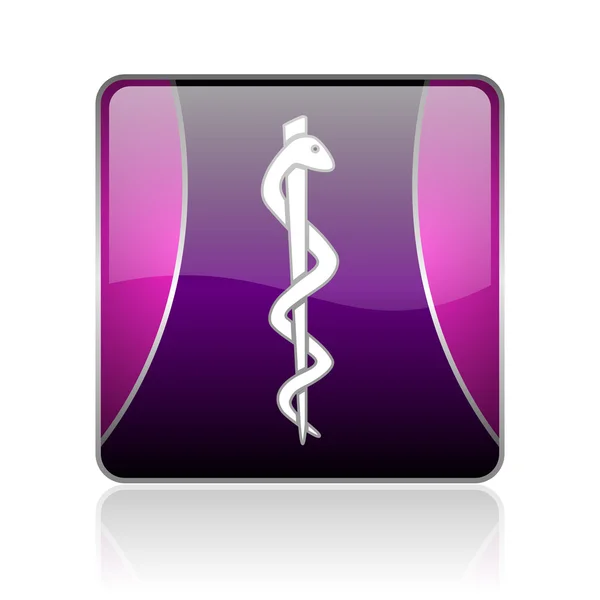 Kaduceusz web kwadrat fioletowy ikona — Zdjęcie stockowe