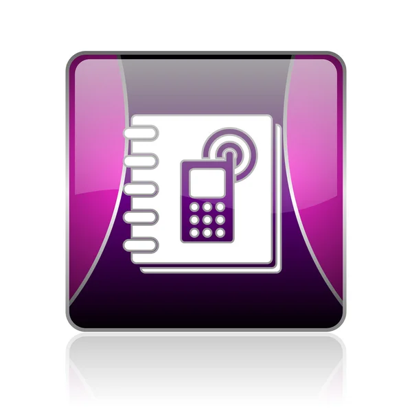 Phonebook violet square web glossy icon — Stock Photo, Image