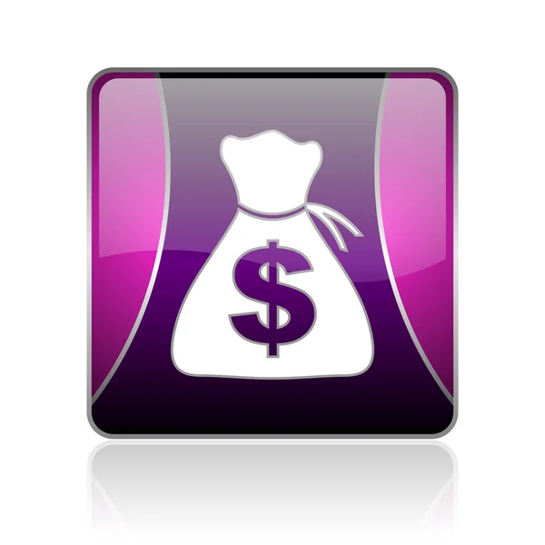 Money violet square web glossy icon — Stock Photo, Image