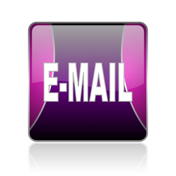 Mail violet square web glossy icon — Stock Photo, Image