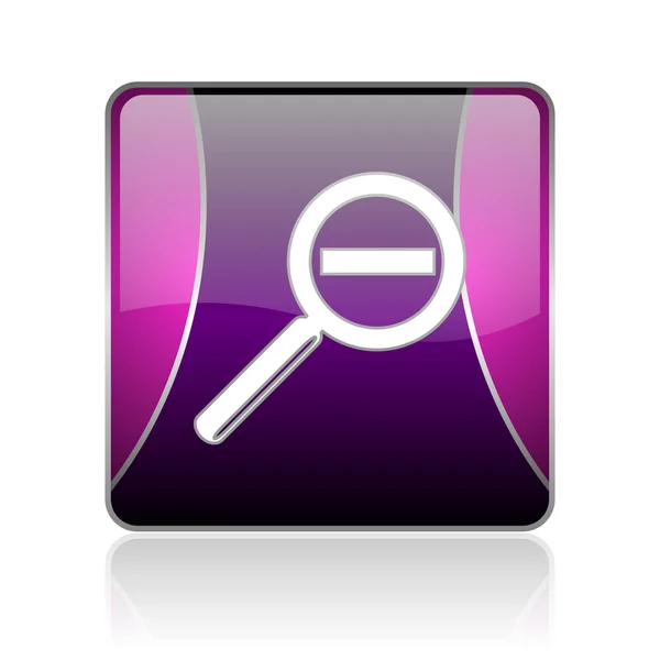 Magnificación violeta cuadrada web icono brillante —  Fotos de Stock