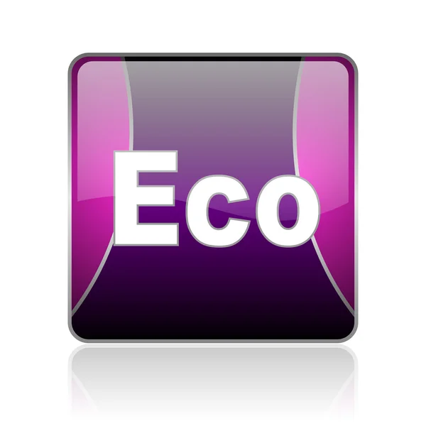 Eco violeta quadrado web ícone brilhante — Fotografia de Stock