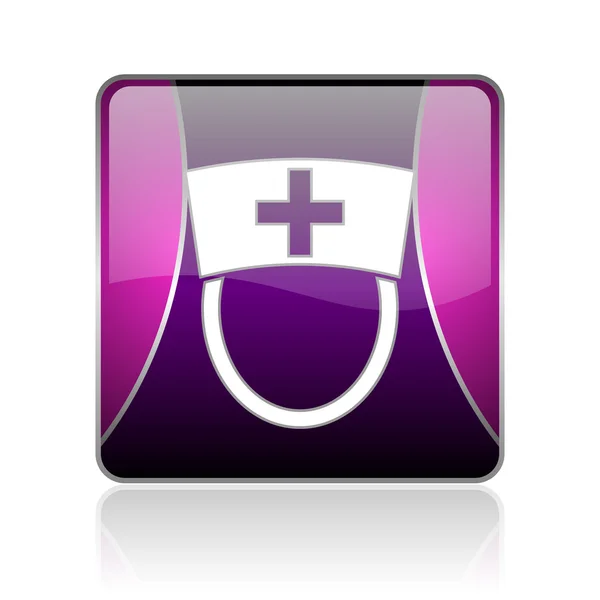 Медсестра фіолетовий квадратний веб глянсовий значок — стокове фото