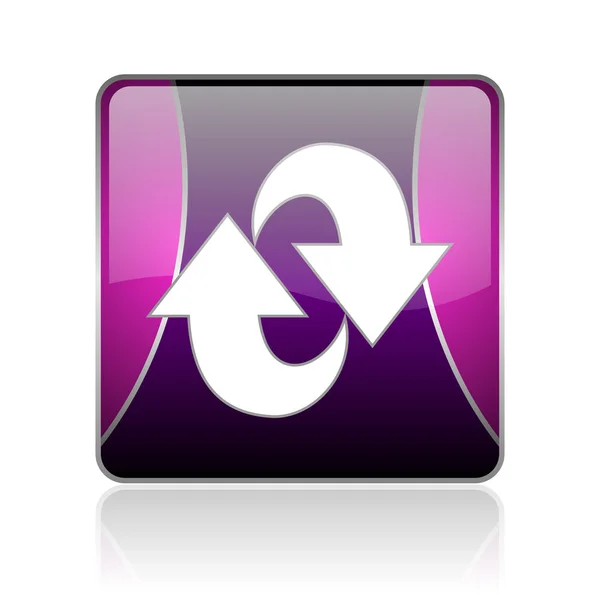 Rotieren violette quadratische Web-Hochglanz-Symbol — Stockfoto