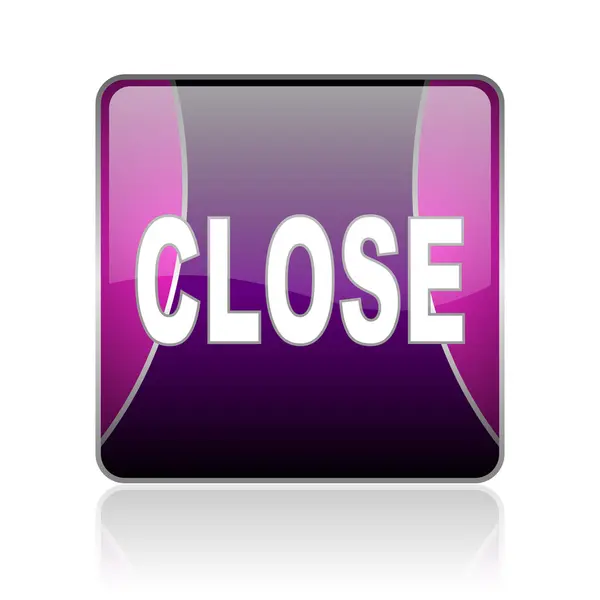 Close violet square web glossy icon — Stock Photo, Image