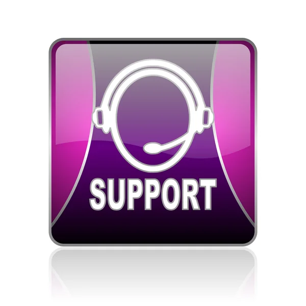 Support violet square web glossy icon — Stock Photo, Image
