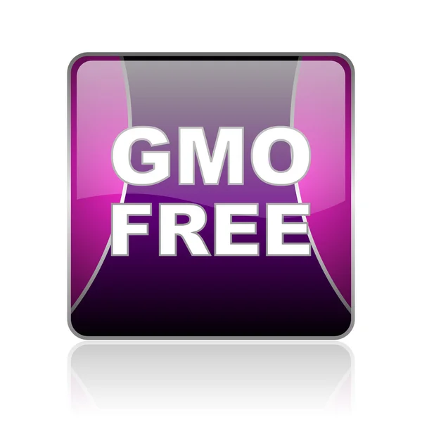 Gmo free violet square web gensy icon — стоковое фото