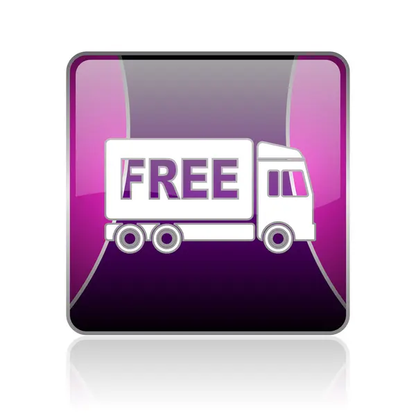 Entrega gratuita violeta quadrado web ícone brilhante — Fotografia de Stock