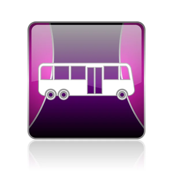 버스 보라색 사각형 웹 광택 아이콘 — 스톡 사진