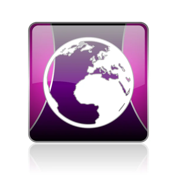 Tierra violeta cuadrado web brillante icono —  Fotos de Stock