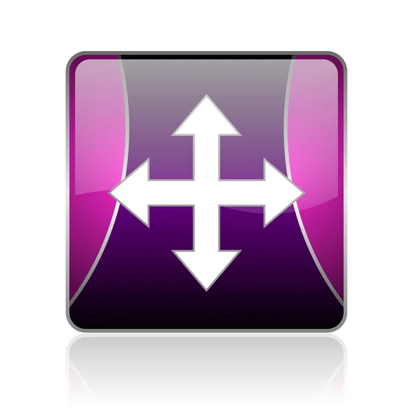 Flechas violeta cuadrada web icono brillante — Foto de Stock