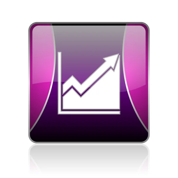 Histogram violet square web glossy icon — Stock Photo, Image