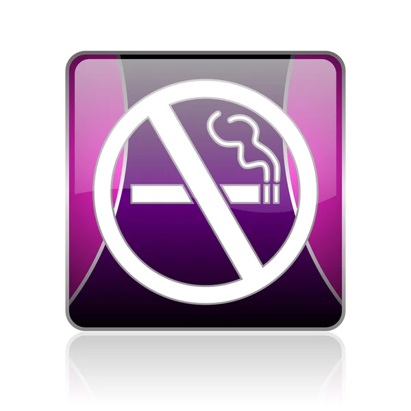 Nie palenia ikona fiołek web kwadrat — Zdjęcie stockowe