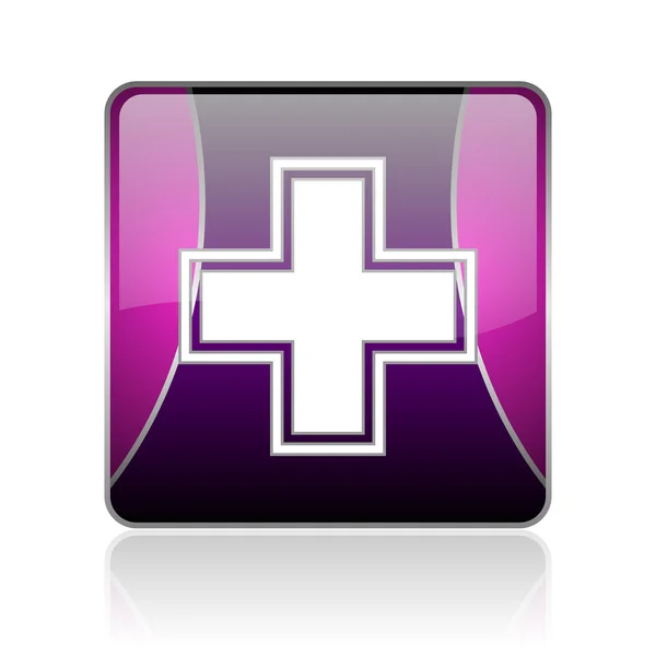 Farmácia violeta quadrado web ícone brilhante — Fotografia de Stock