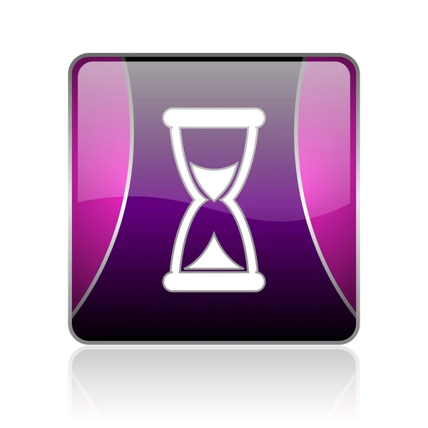 Tempo violeta quadrado web ícone brilhante — Fotografia de Stock