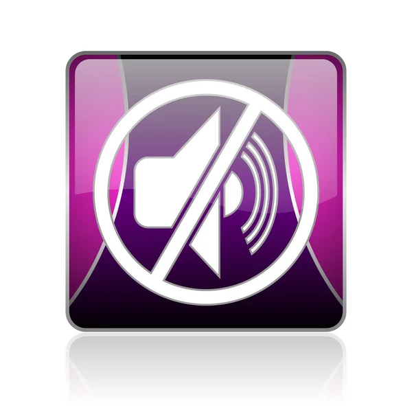 Mute violet square web glossy icon — Stock Photo, Image