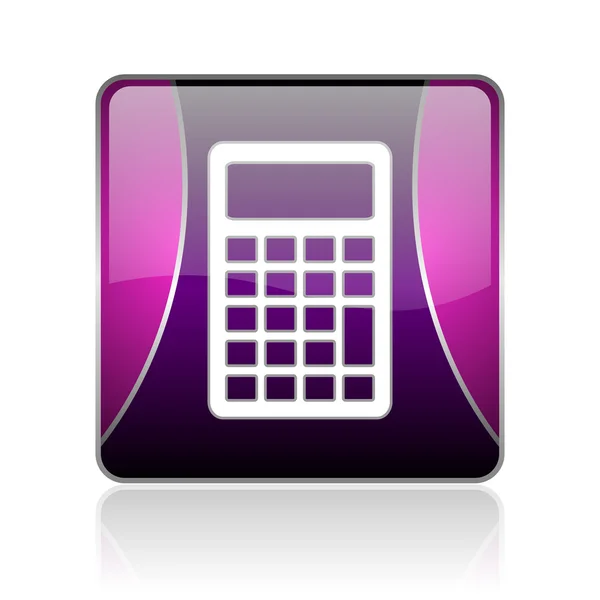Calculatrice violet carré web icône brillante — Photo
