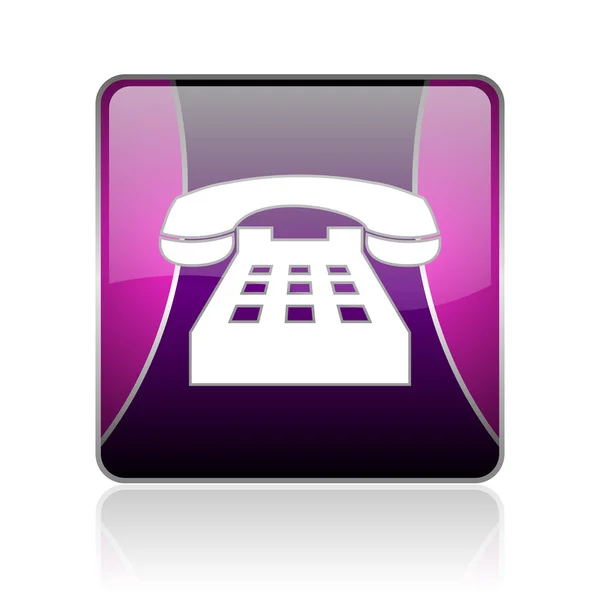 Phone violet square web glossy icon — Stock Photo, Image