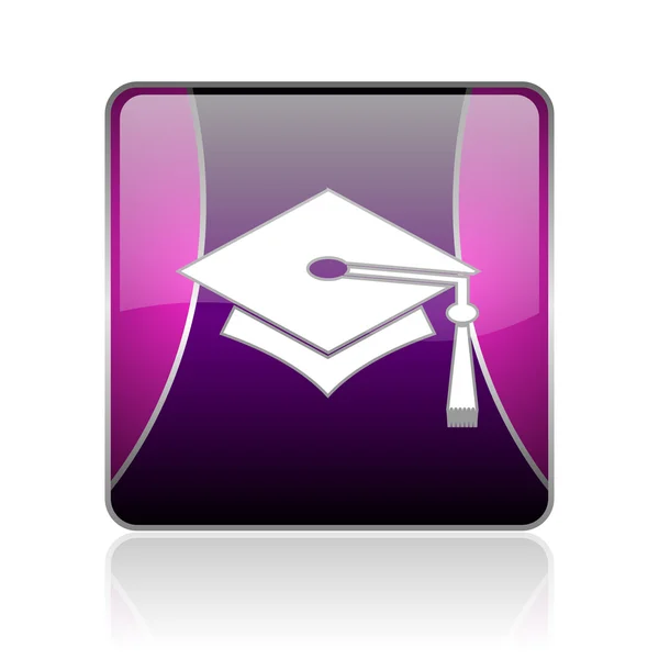 Fiołek web kwadrat graduacyjnej ikona — Zdjęcie stockowe