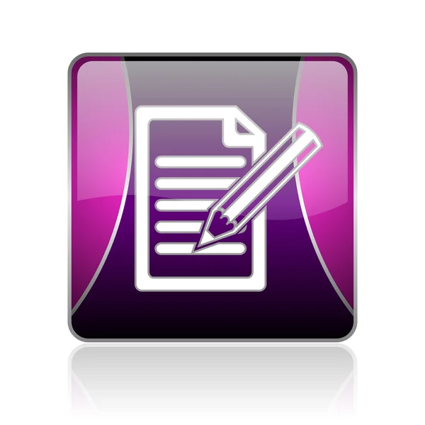Abonneren violet vierkante web glanzende pictogram — Stockfoto
