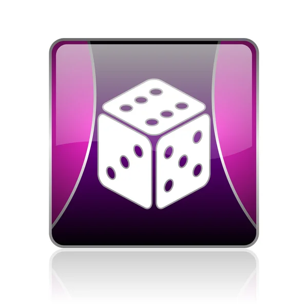 Dice violet square web glossy icon — Stock Photo, Image