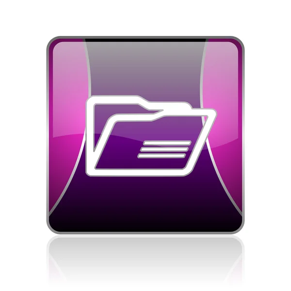 Carpeta violeta cuadrado web icono brillante —  Fotos de Stock