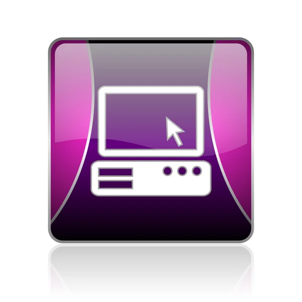 PC фіолетовий квадратний веб глянсовий значок — стокове фото