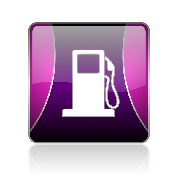 Carburant violet carré web brillant icône — Photo