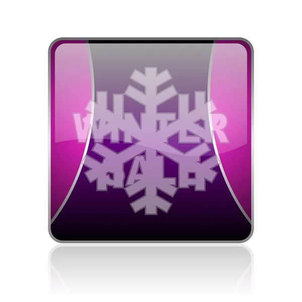 Winter sale violet square web glossy icon — Stock Photo, Image