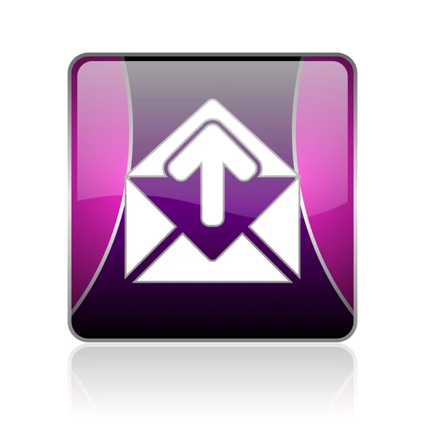 邮件紫平方米 web 光泽图标 — 图库照片