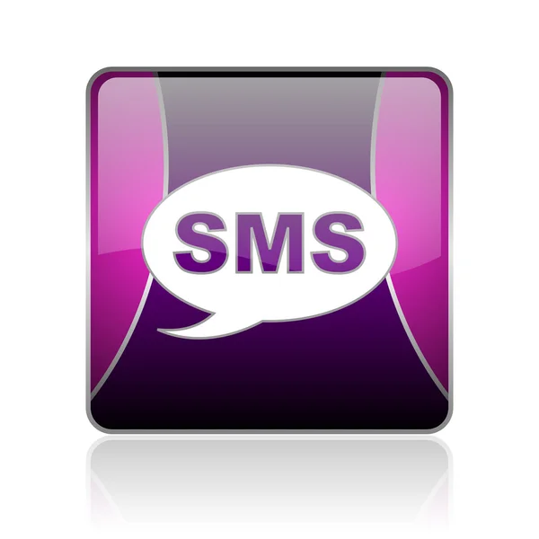 SMS lila tér web fényes ikon — Stock Fotó