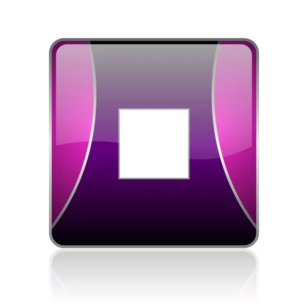 Parar violeta quadrado web ícone brilhante — Fotografia de Stock