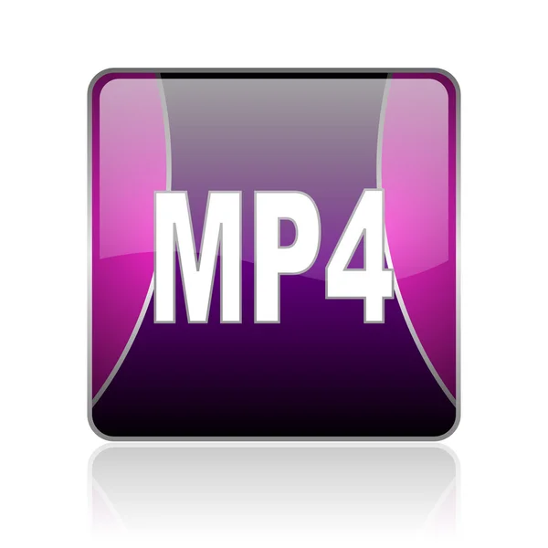 MP4 web kwadrat fioletowy ikona — Zdjęcie stockowe