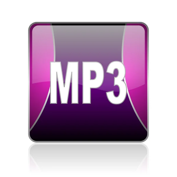 Mp3 violeta quadrado web ícone brilhante — Fotografia de Stock