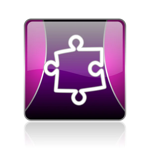 Puzzle violet square web glossy icon — Stock Photo, Image