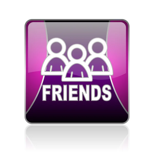 Friends violet square web glossy icon — Stock Photo, Image