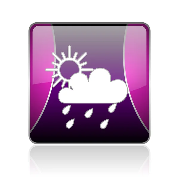 Wettervorhersage violett quadratisch Web-Hochglanz-Symbol — Stockfoto